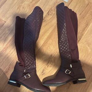 Elegant Quilted Knee-High Boots - Brown